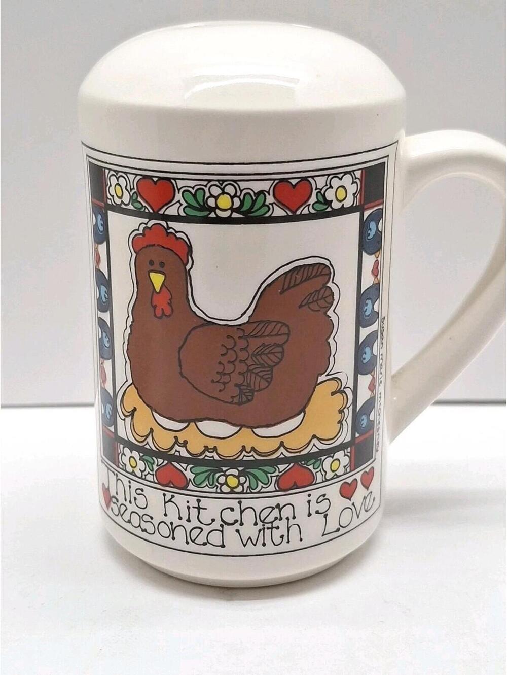 Vintage Salt and Pepper Hen 1982 Enesco Susan Marie McChesney Ceramic